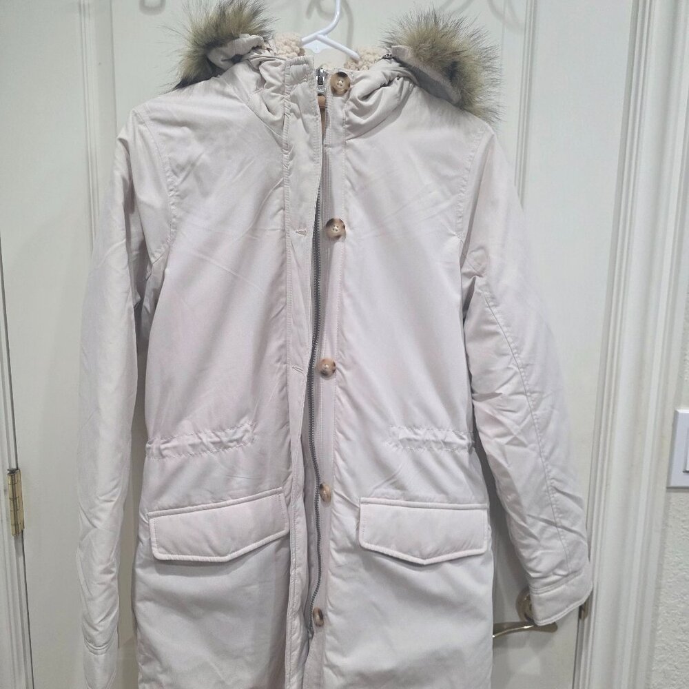 Abercrombie & Fitch Military Parka Jacket Faux Fur Hood Women's M Sherpa